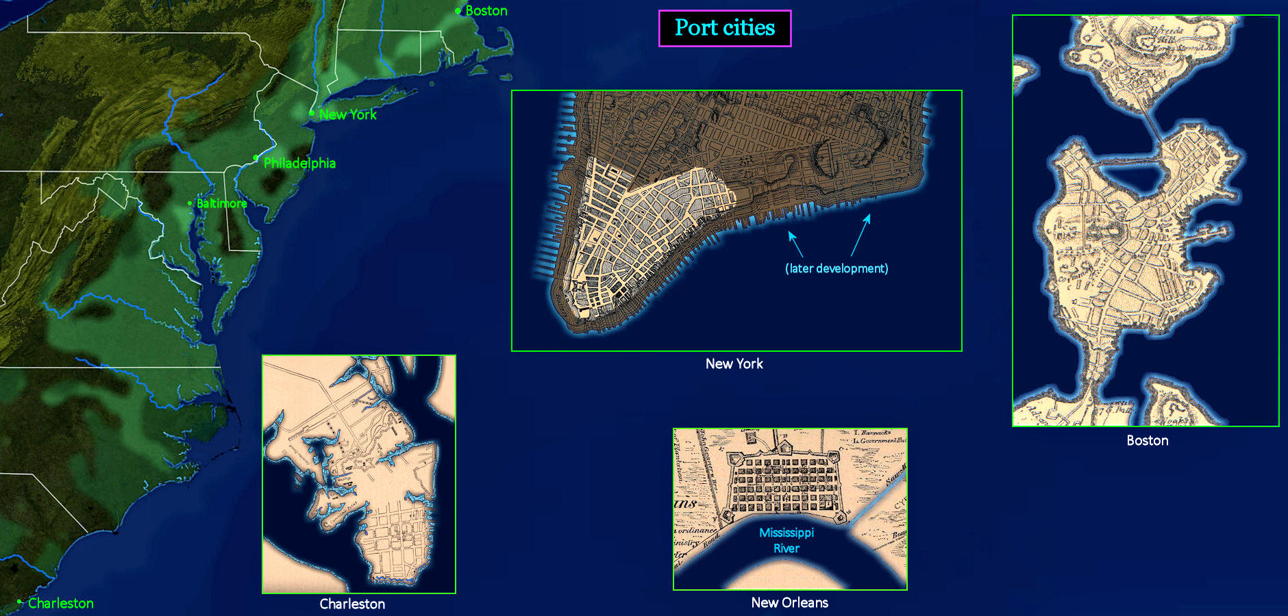 Port cities, 1750
